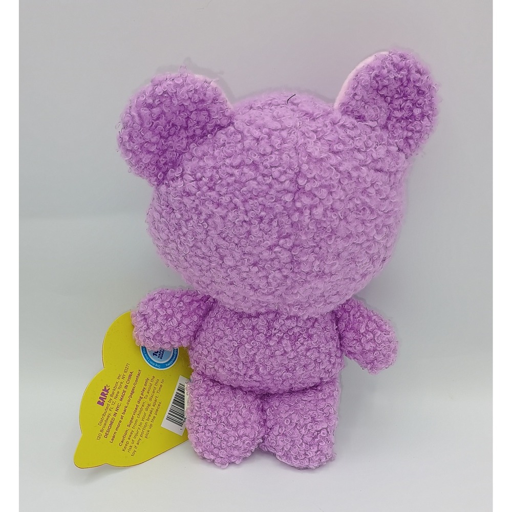 7.5" BARK Purple Pink Valentine Square Bear Dog Toy New w/ Tag 2 - Picture 2 of 3
